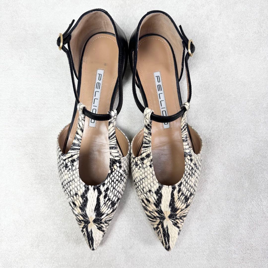 【極良品】ペリーコ　パイソン柄オープンパンプス　サンダル　ポインテッドストラップ