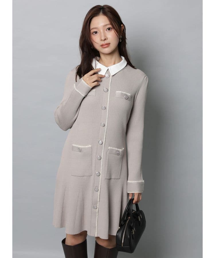 Apuweiser-rich　衿付2wayニットワンピース ルミネ限定グレージュ