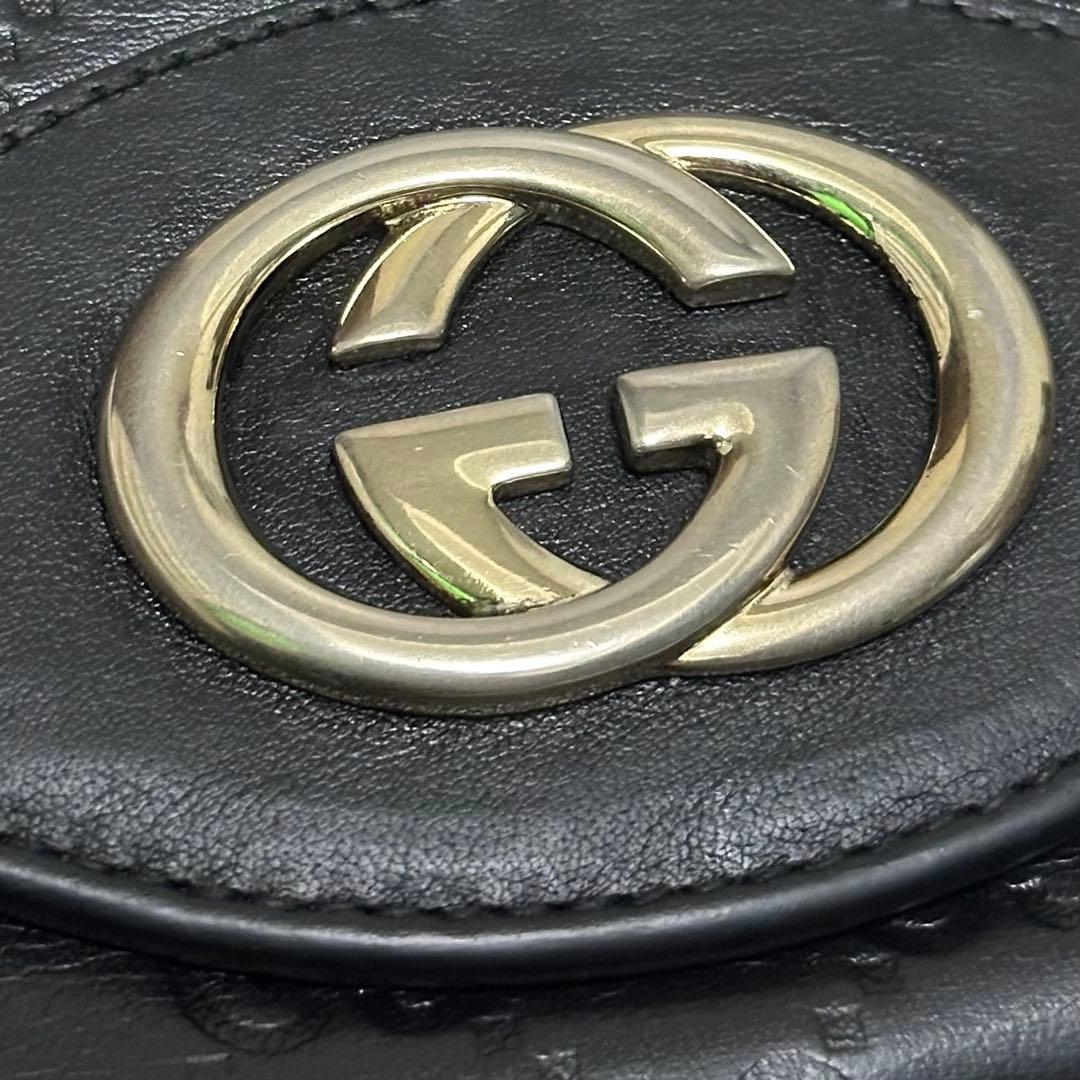 GUCCI グッチ　長財布　インターロッキング　GG グッチシマ　ブラック
