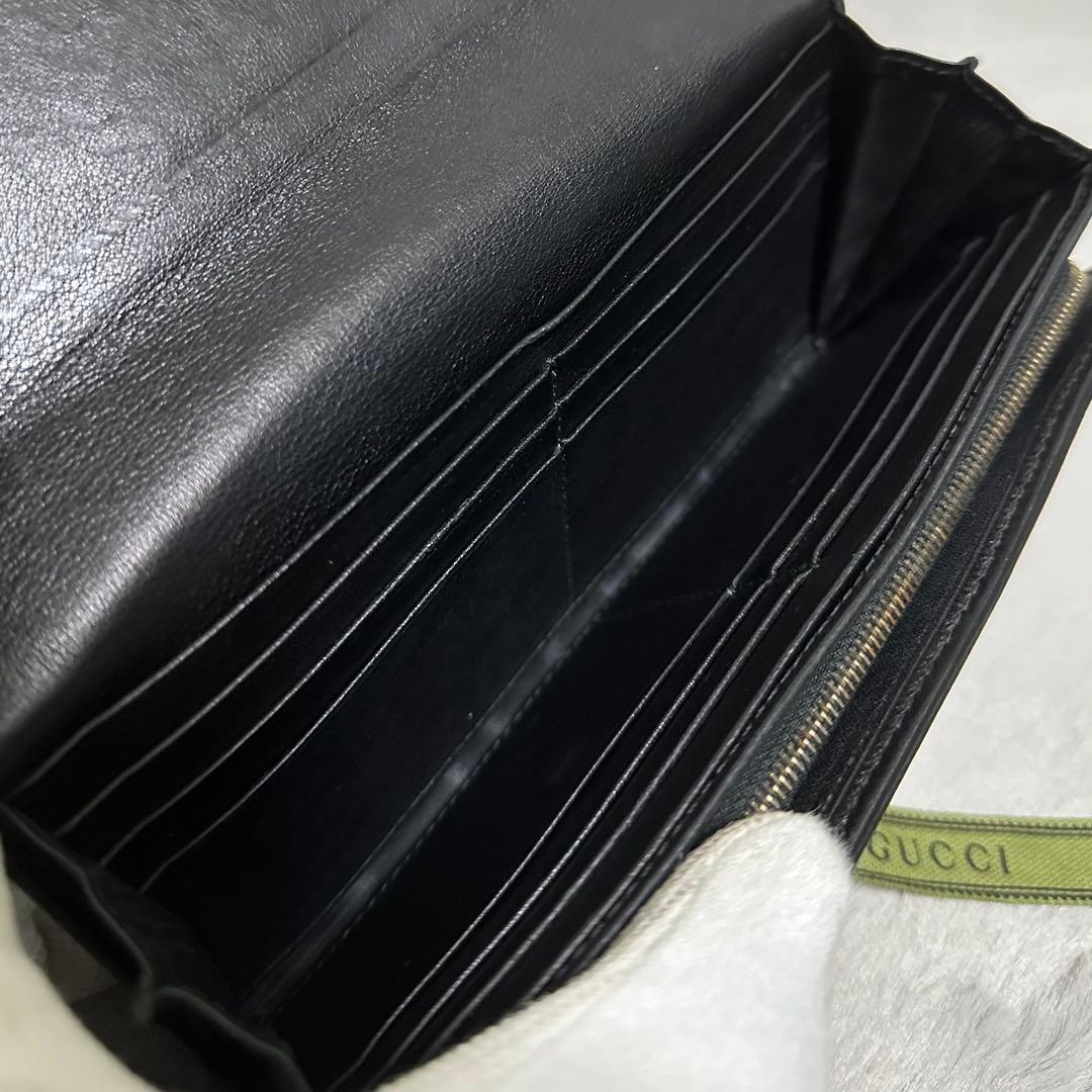 GUCCI グッチ　長財布　インターロッキング　GG グッチシマ　ブラック