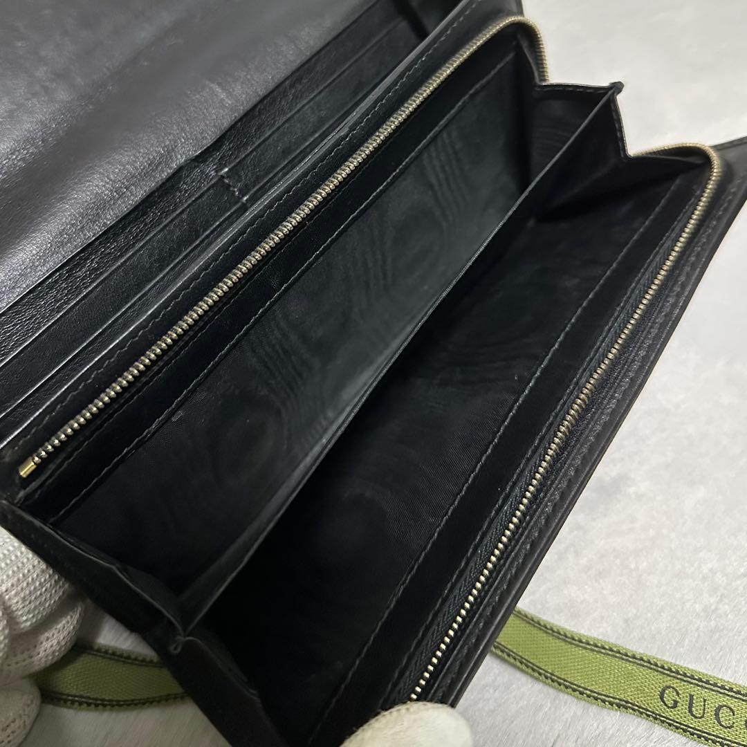 GUCCI グッチ　長財布　インターロッキング　GG グッチシマ　ブラック