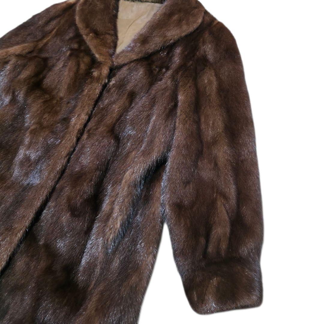 美品 デミバフミンク ファーコート リアルファー 15 XXL位 極太袖 毛皮