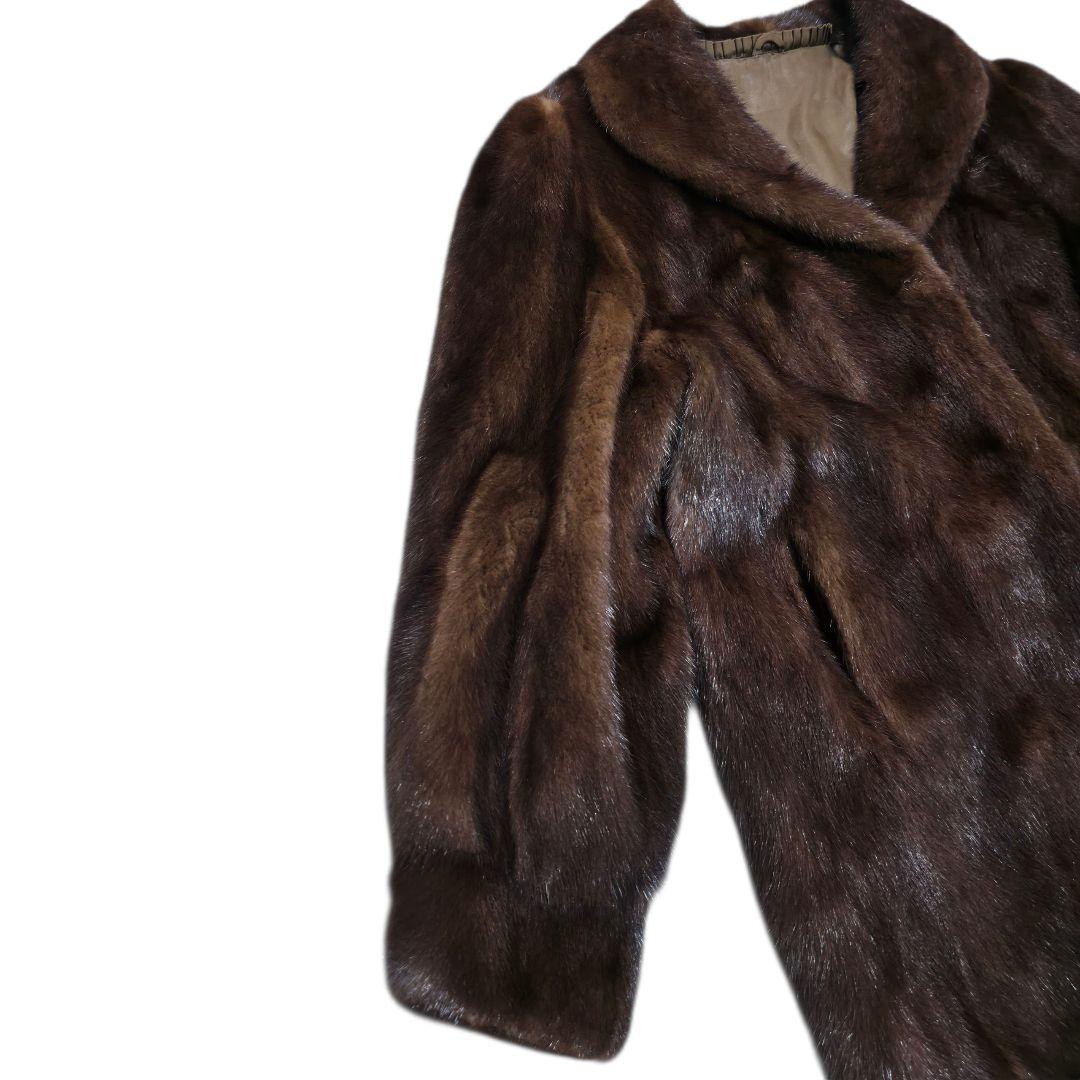 美品 デミバフミンク ファーコート リアルファー 15 XXL位 極太袖 毛皮