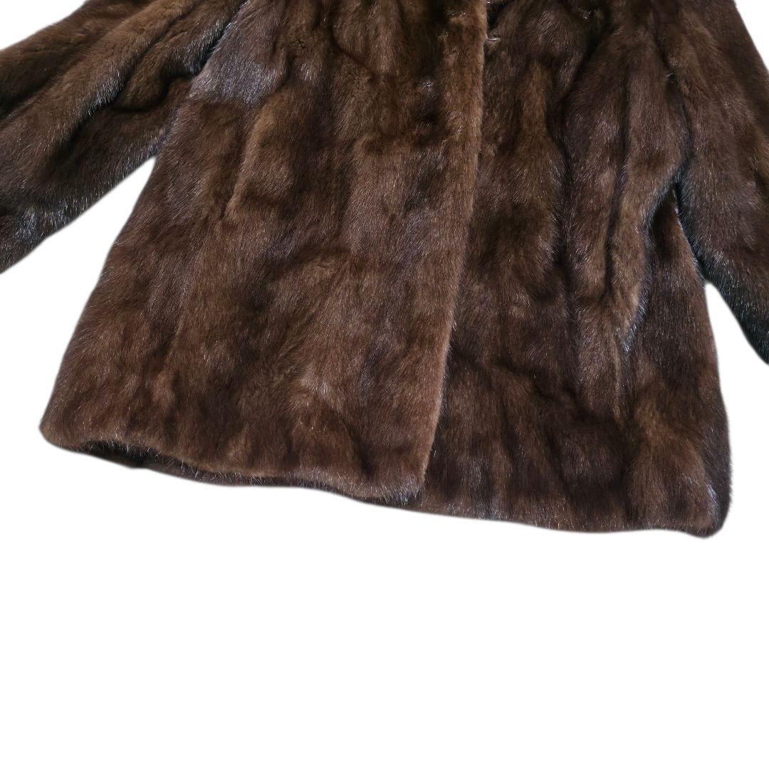美品 デミバフミンク ファーコート リアルファー 15 XXL位 極太袖 毛皮