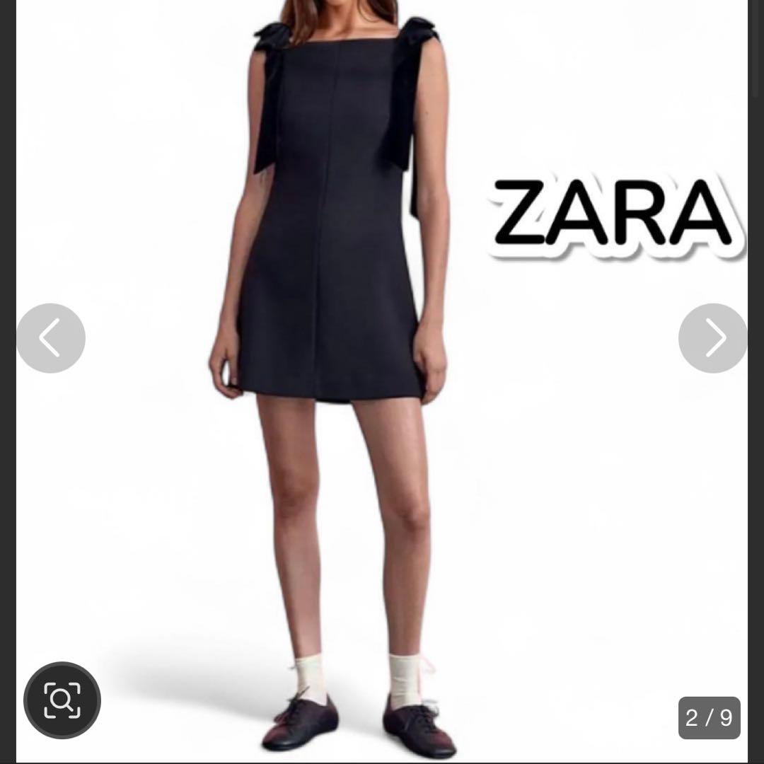 ZARA ブラックベルベットミニワンピース