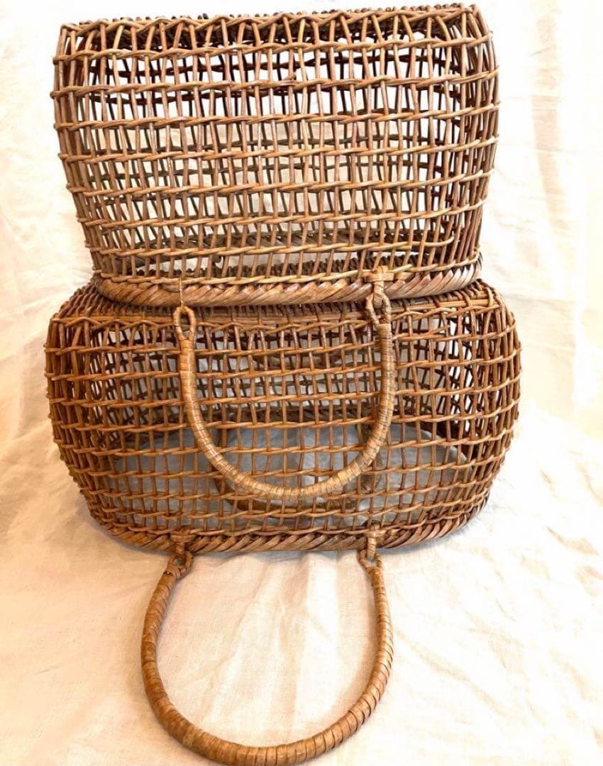 籠　透かし編　あけび　こだし　民芸　入れ子透かし編　あけび　こだし　民芸　入れ子