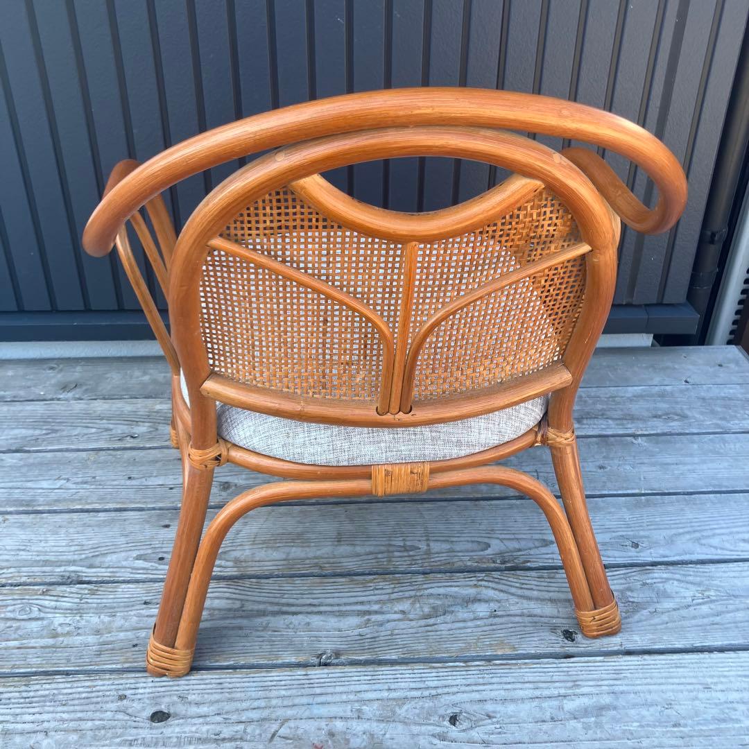 昭和レトロ ラタンチェア アームチェア 座椅子 ヴィンテージ 籐家具 古家具