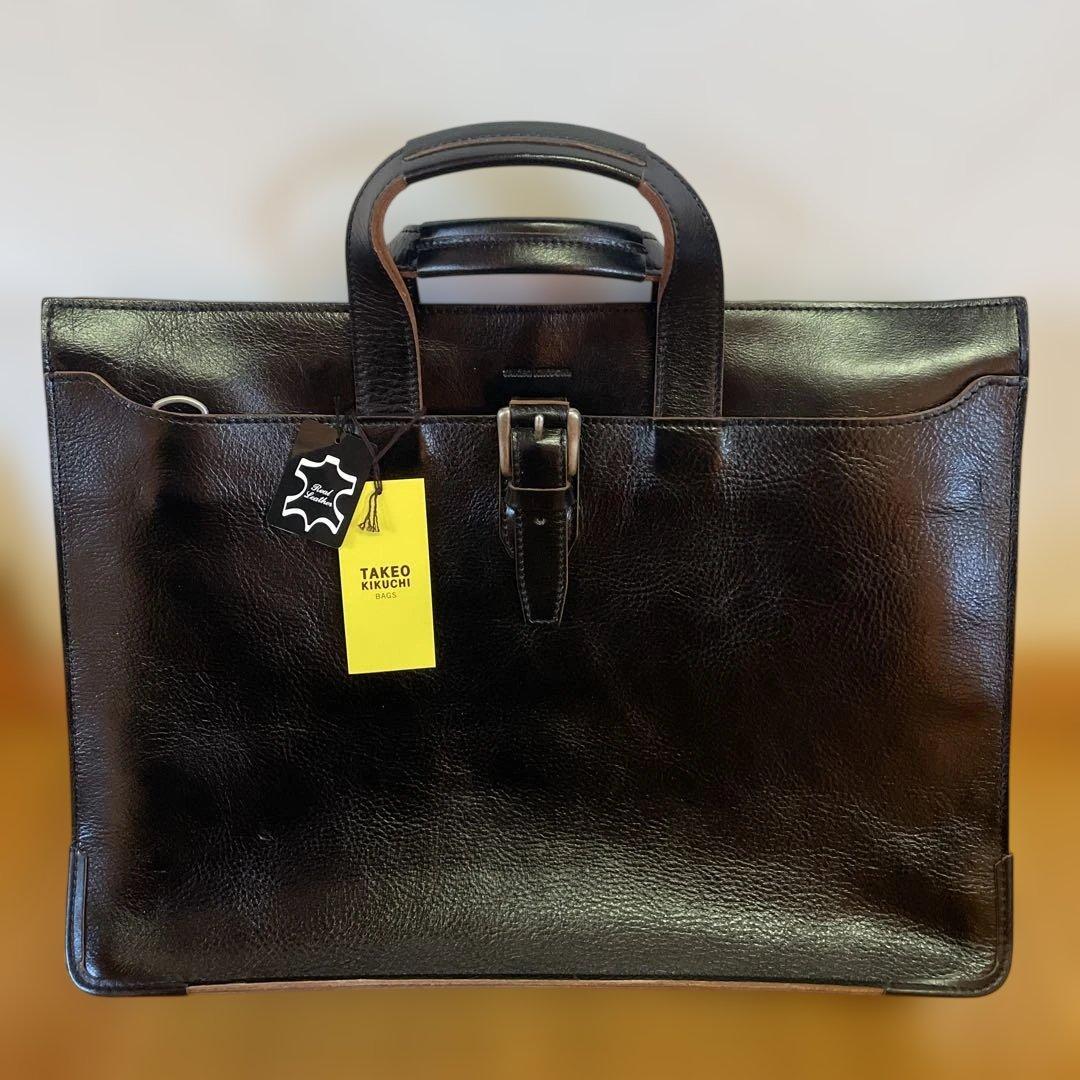 TAKEO KIKUCHI ビジネスバッグ 黒 レザー