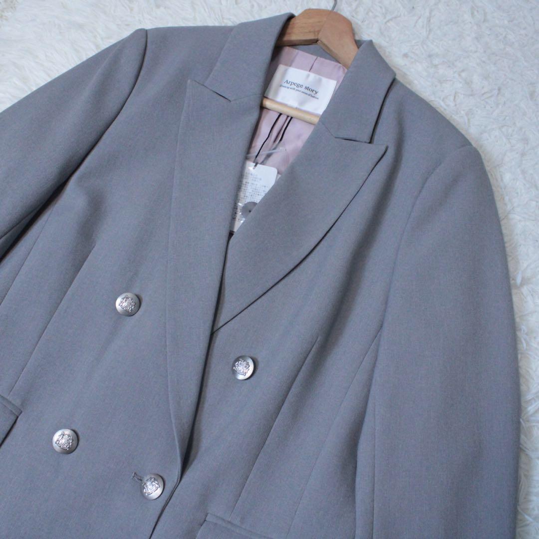 新品 24AW アルページュストーリー W釦テーラードジャケット グレー ピンク