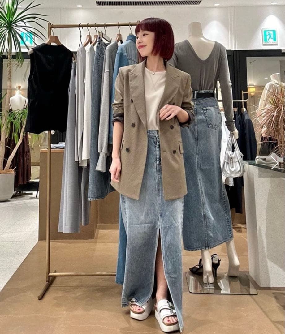 sale★ウィムガゼット★TRダブルジャケット　チェック柄　ブラウン