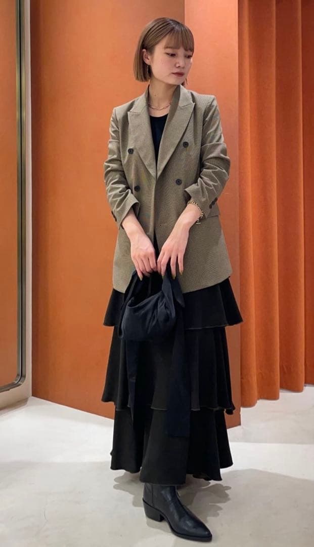 sale★ウィムガゼット★TRダブルジャケット　チェック柄　ブラウン