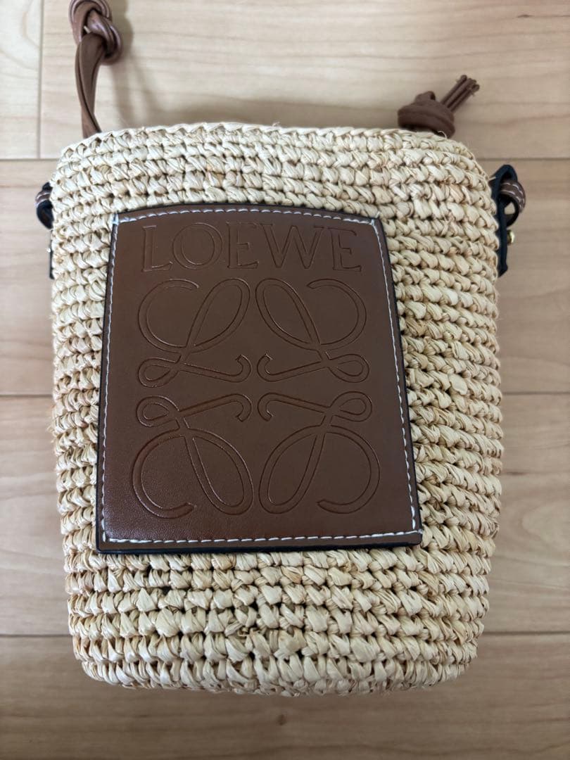 最終値下げLOEWE カゴバッグ巾着ブラウンミニショルダー