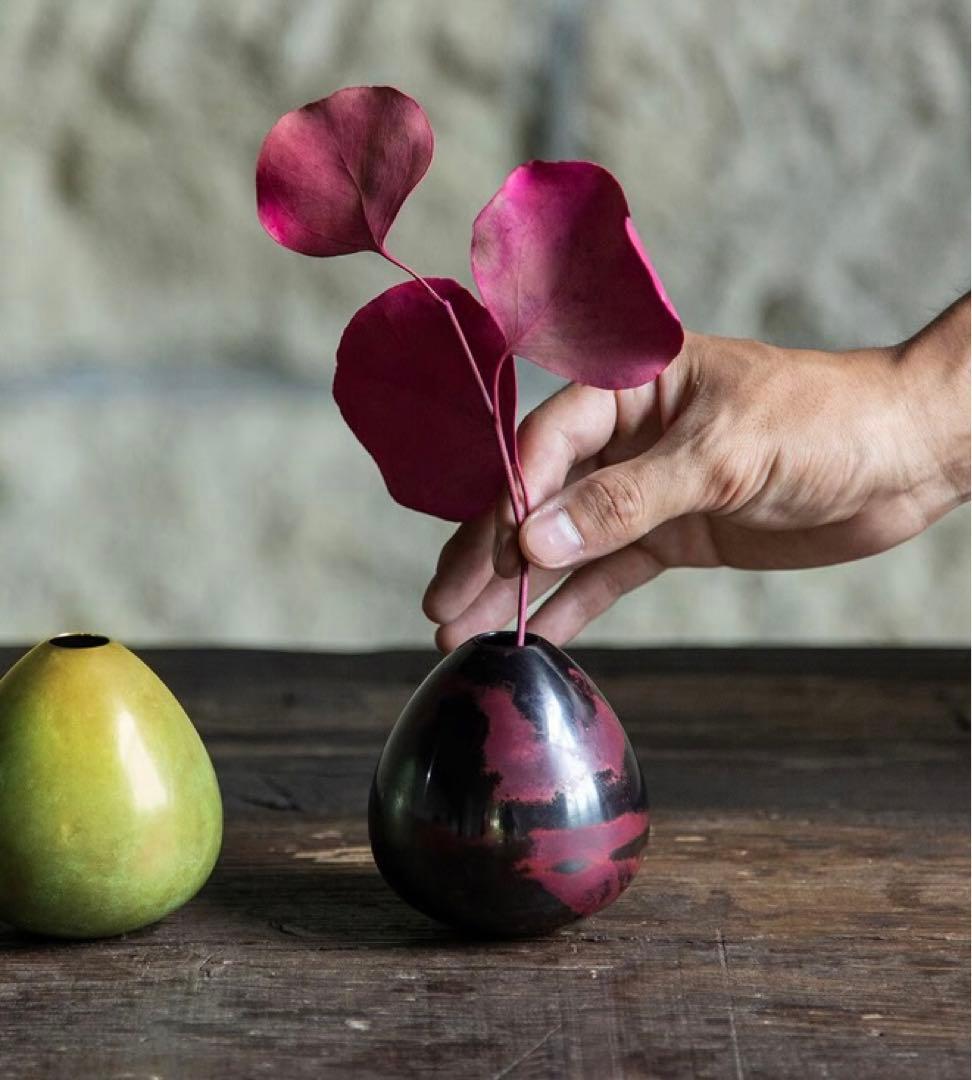【山形県産】鋳物　一輪挿し花瓶　くだものいちりん(ぶどう)