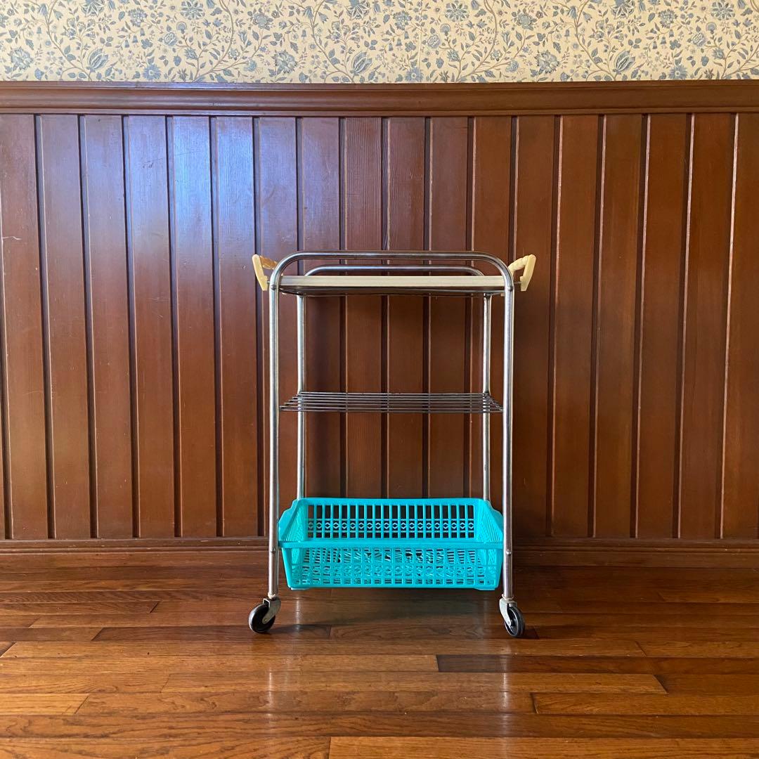 昭和レトロ　キッチンワゴン　トレー　レトロポップ　キャスター付き　当時物
