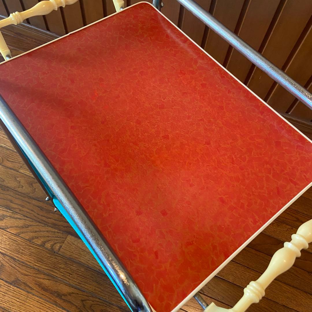 昭和レトロ　キッチンワゴン　トレー　レトロポップ　キャスター付き　当時物