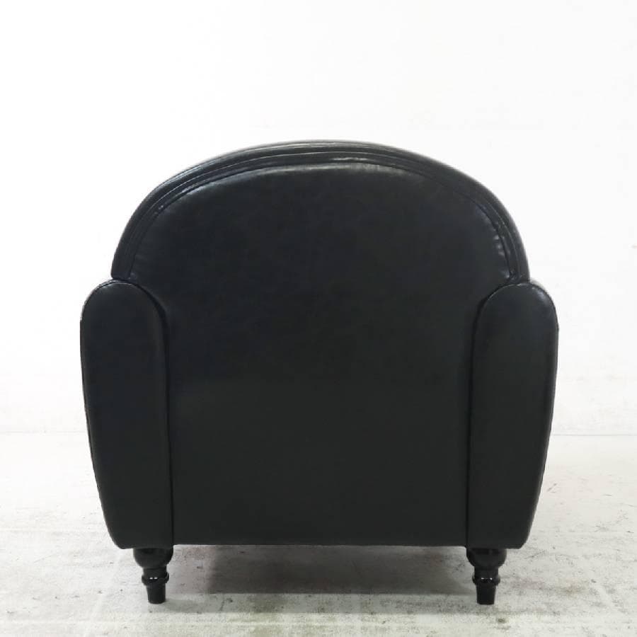 ヴィンセントコレクション シングルソファ ブラック 鋲打ち 英国アンティーク調