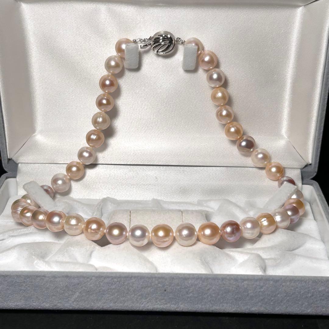 【大珠！ピンク系】本真珠 パール パステルマルチカラー ネックレス 10mm