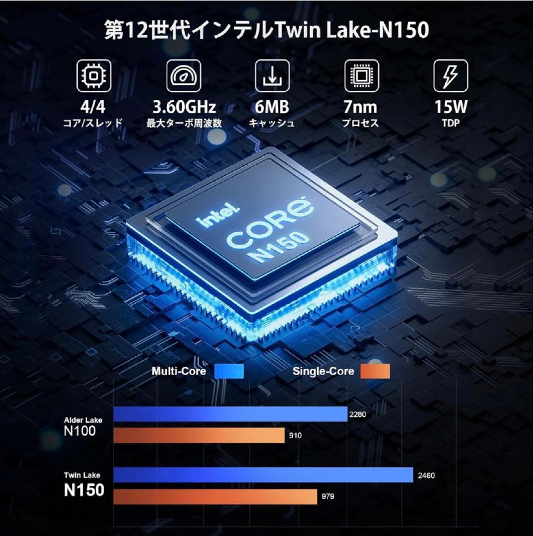 Intel Twin Lake N150 ミニPC 512GB SSD