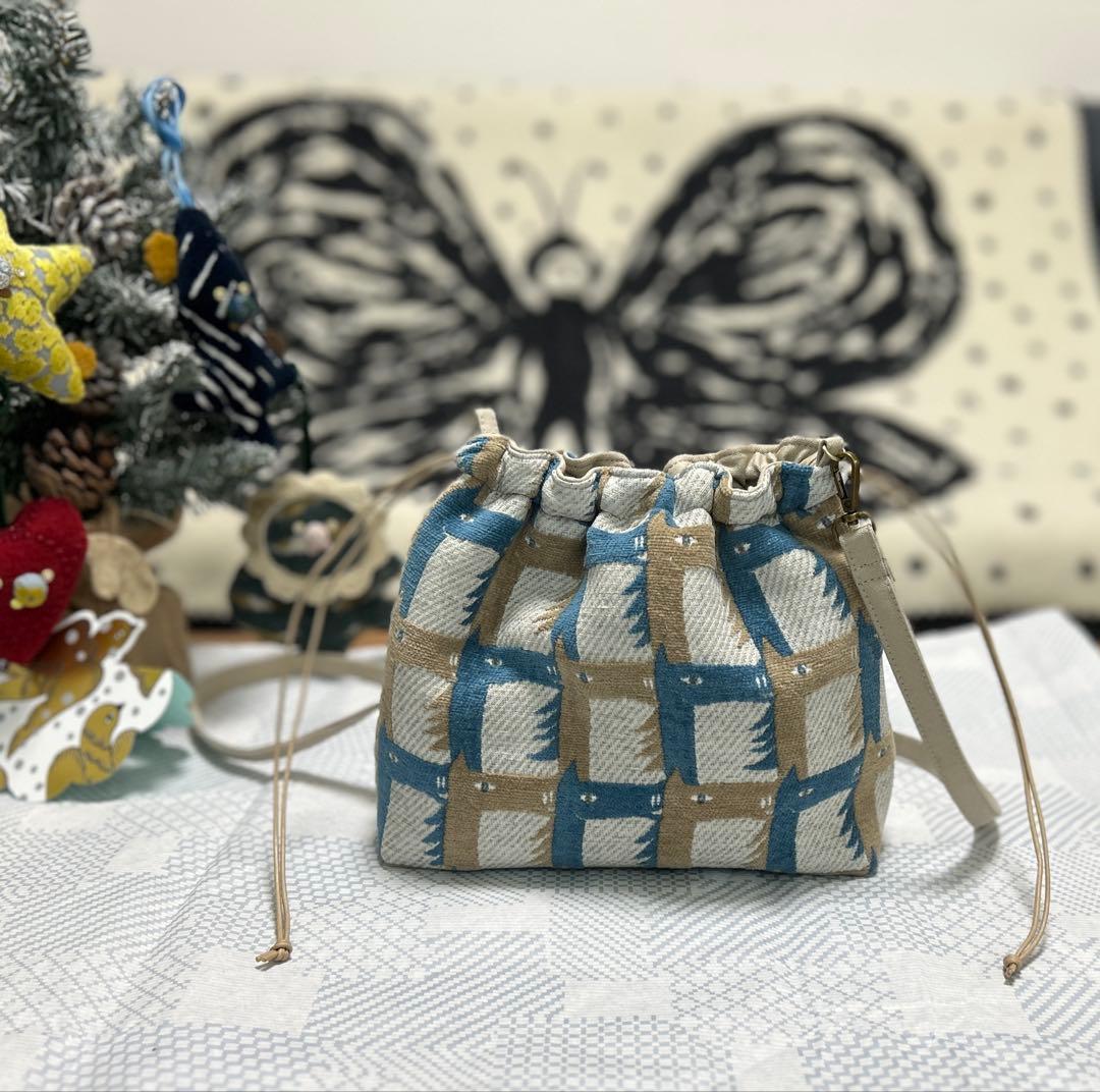 再販ハンドメイド＊ミナペルホネン＊thoroughbred＊きんちゃくポシェット