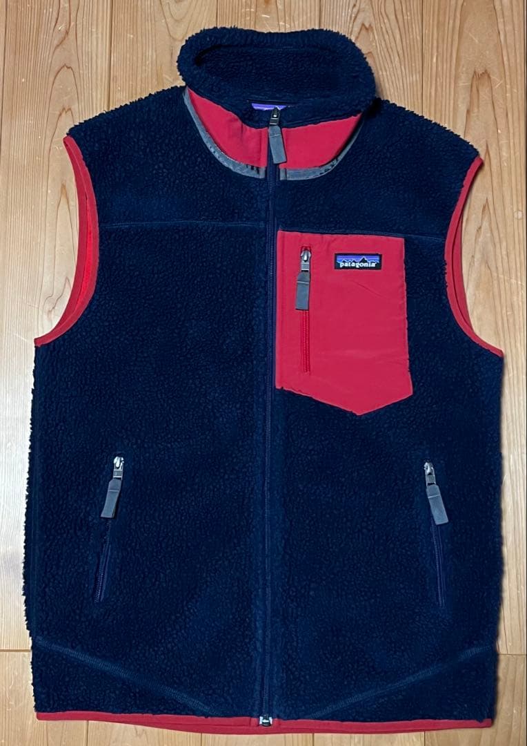 patagonia レトロXベスト S ネイビー/レッド
