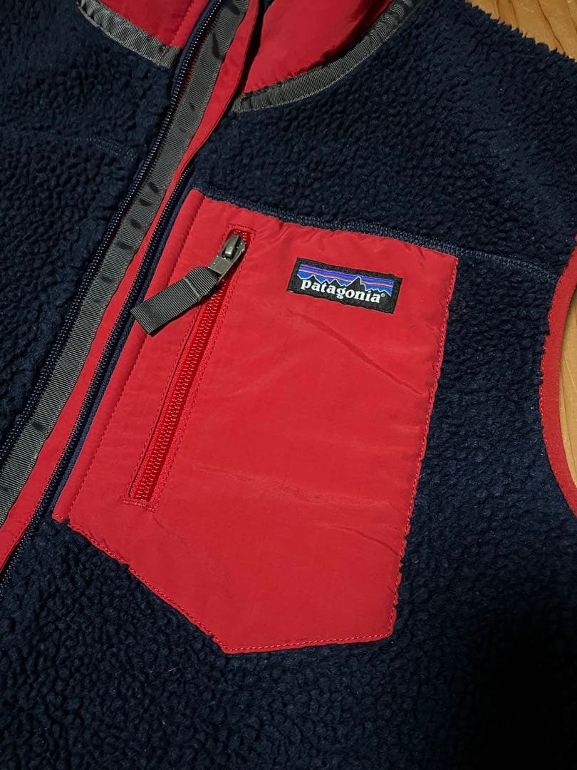 patagonia レトロXベスト S ネイビー/レッド