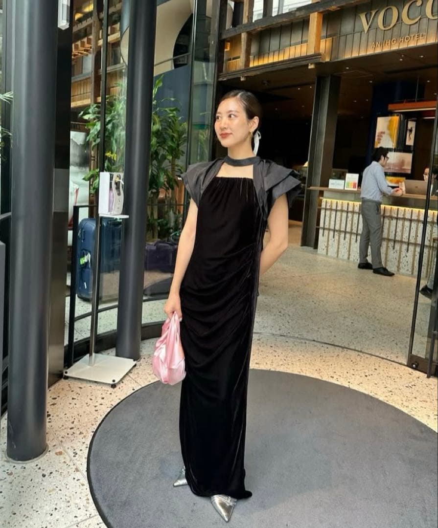 ANDRESD drape velour dress ドレープペロアドレス