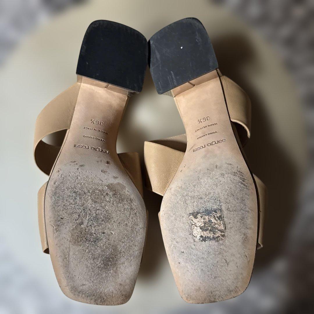 sergio rossi ベージュ クロスストラップ ミュール