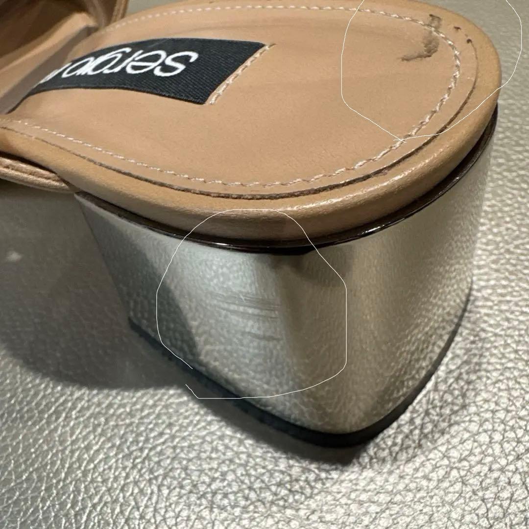 sergio rossi ベージュ クロスストラップ ミュール