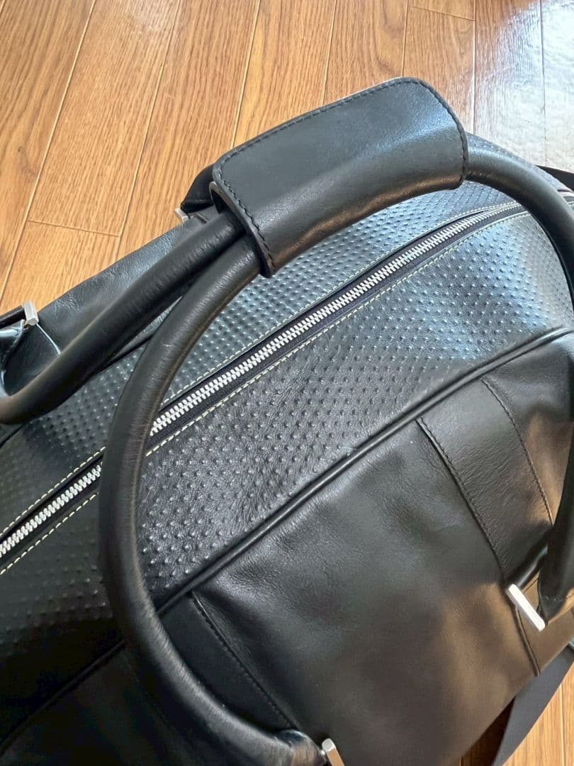 dunhill ブラックレザー ダッフルバッグ