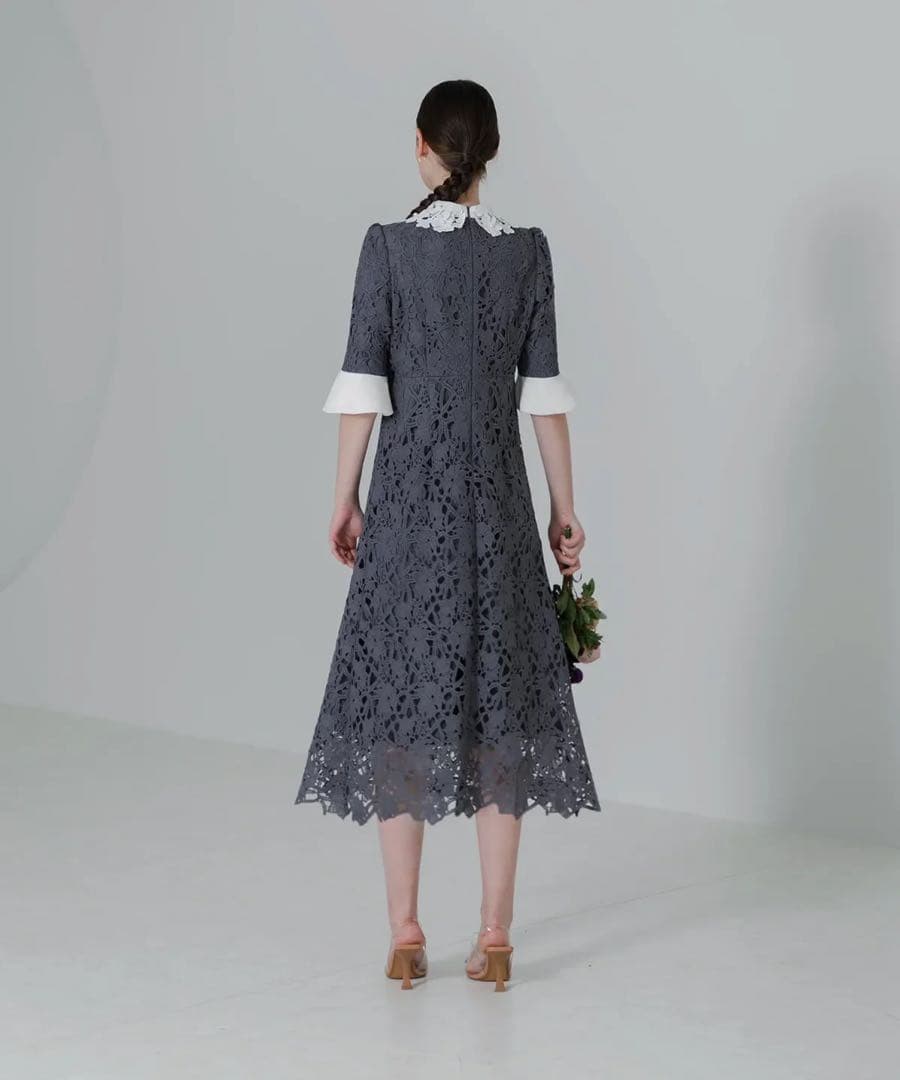 【新品未使用タグ付き】LEJU 花柄レースAラインドレス