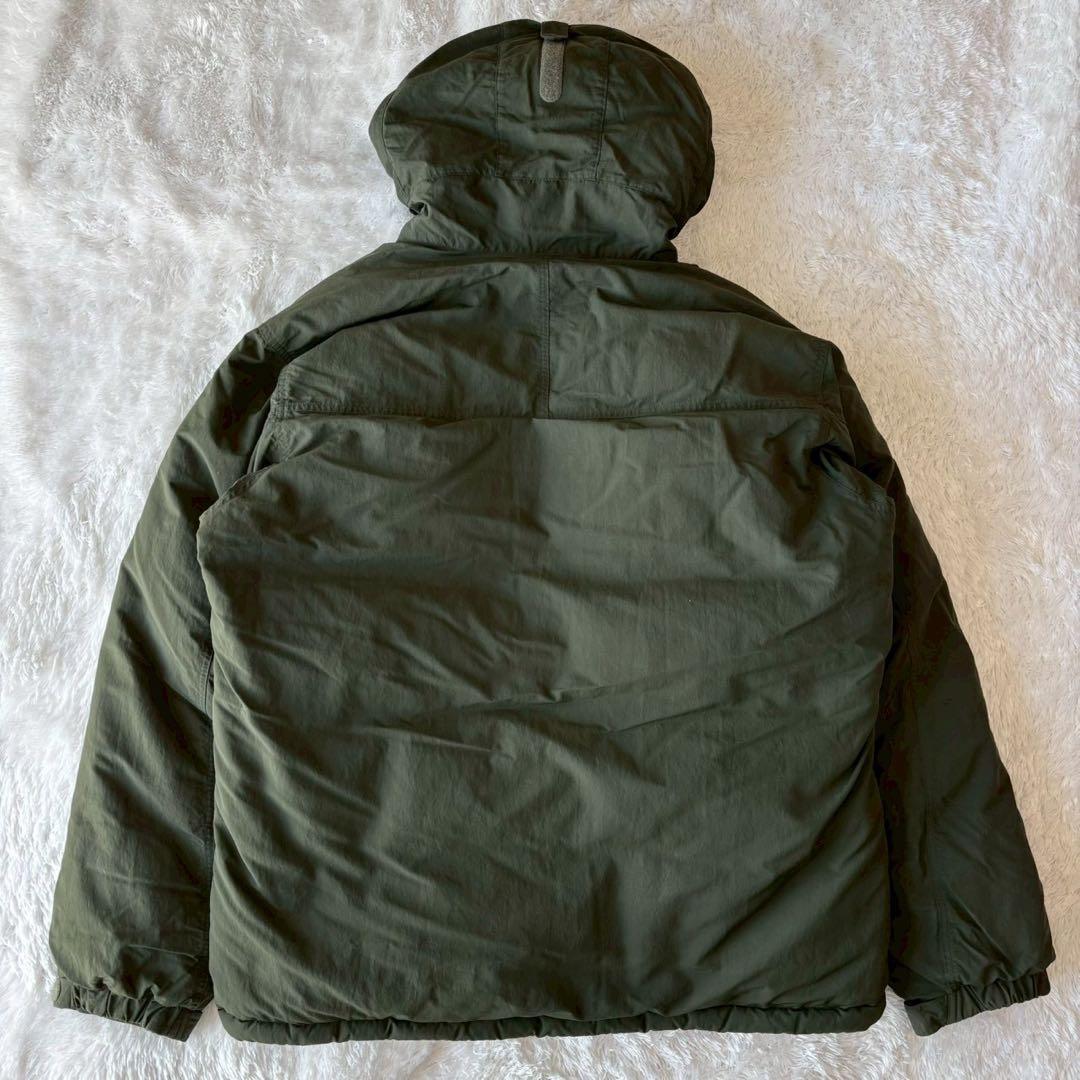 モンベル ローガンダウンジャケット XLサイズ ロゴ フード カーキグリーン 緑