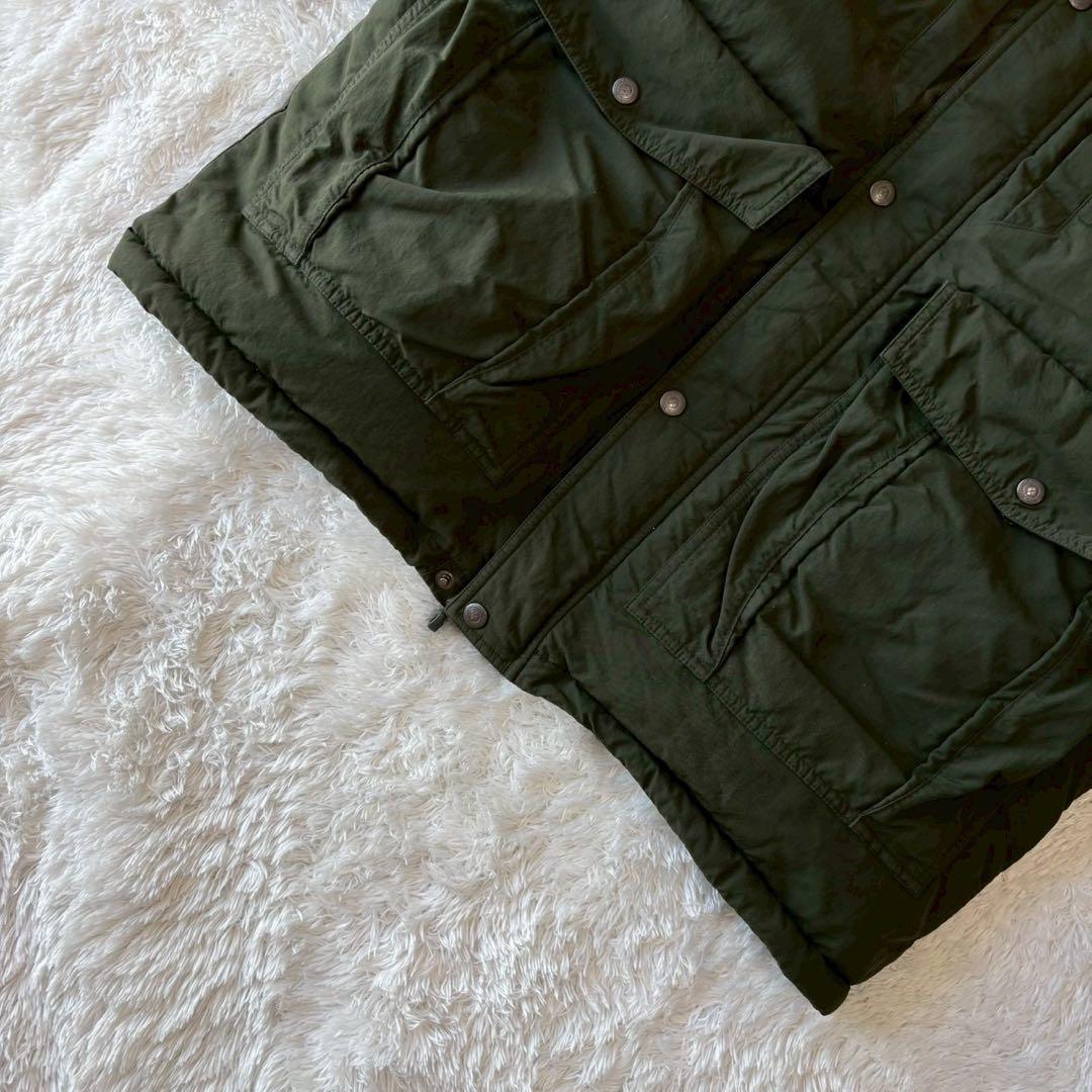 モンベル ローガンダウンジャケット XLサイズ ロゴ フード カーキグリーン 緑