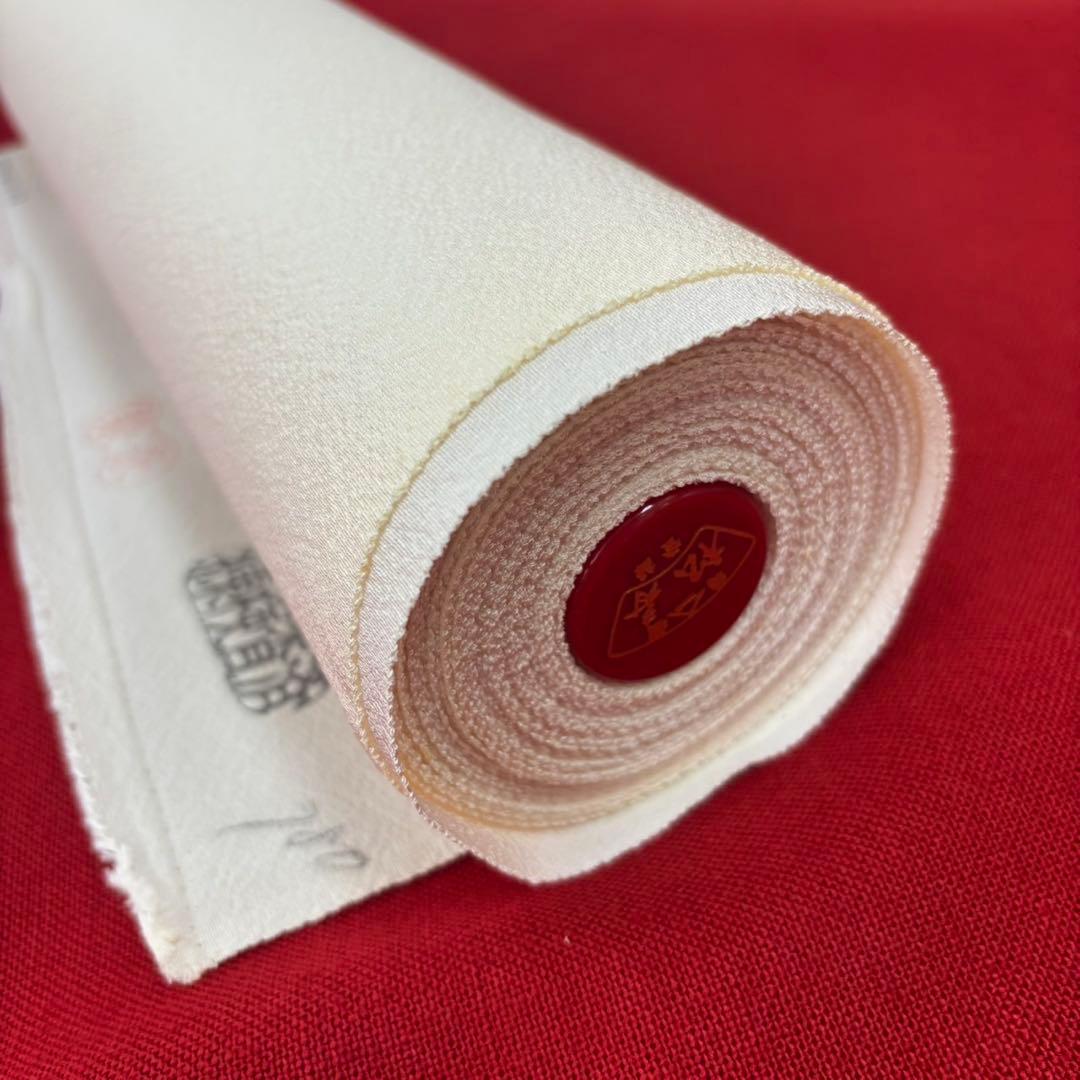 松寿縮緬　浜ちりめん織　12m 白地反物　未使用極美品