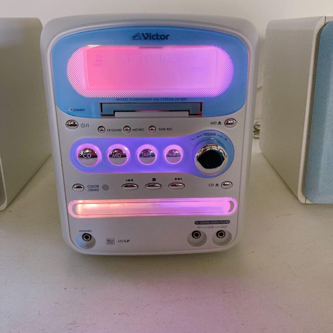 【動作品】Victor MD/CDカセット搭載ミニコンポ CA-UXQX1-A