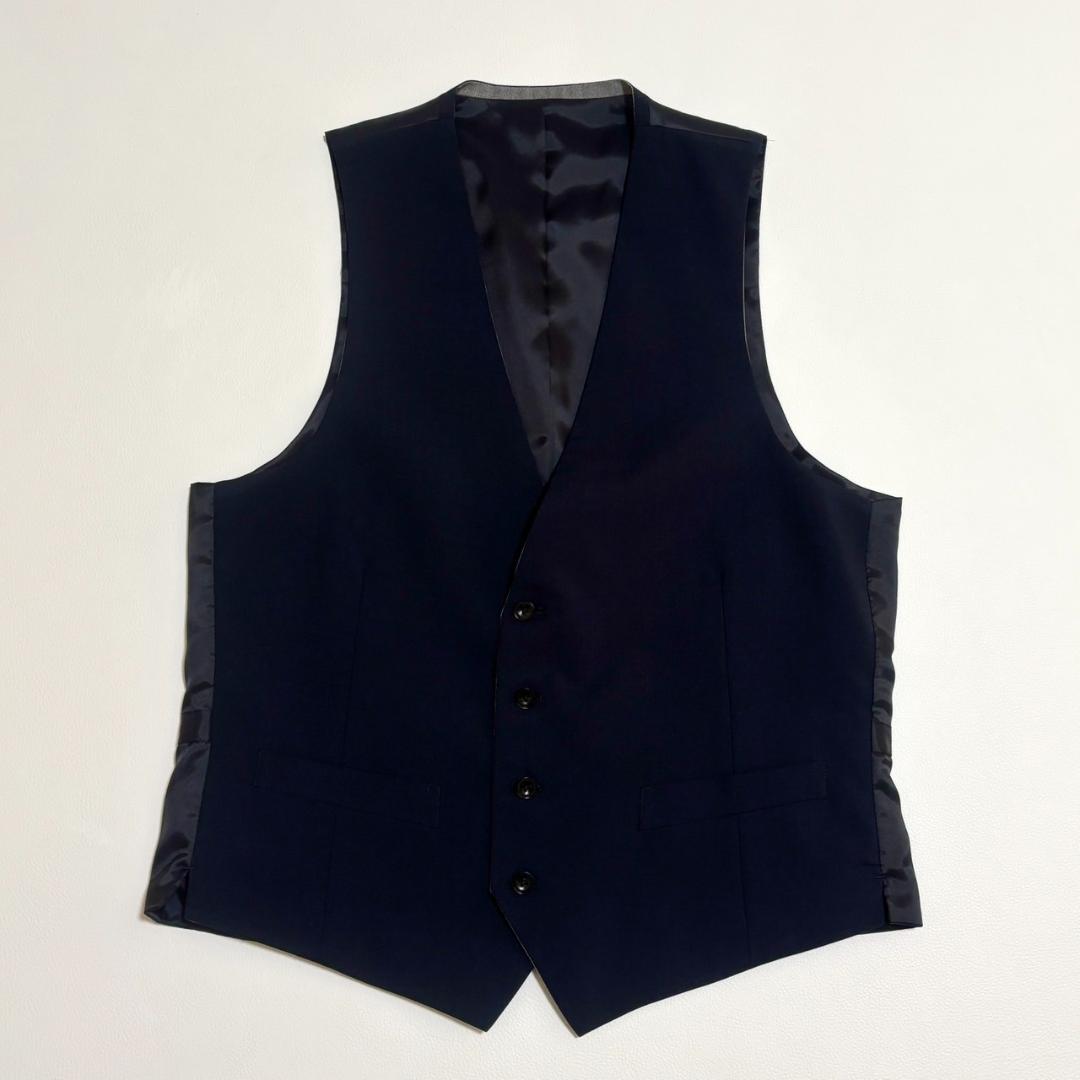 【美品】スーツセレクト ビジネススーツ 3ピース ベスト 無地 A6 L相当 紺