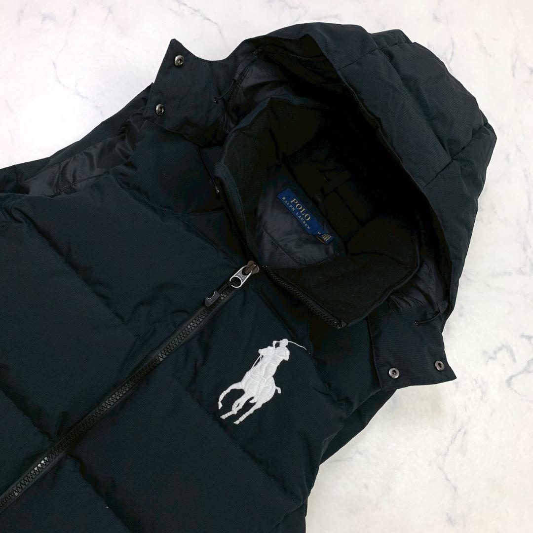 美品★ポロラルフローレン ダウンベスト ビッグポニー刺繍 ブラック M　D972