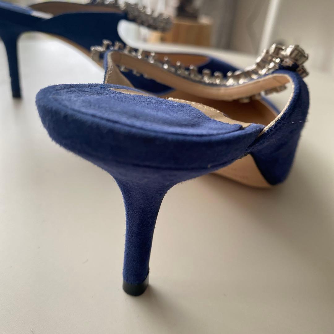 JIMMY CHOO ネイビー ビジュー付きミュール