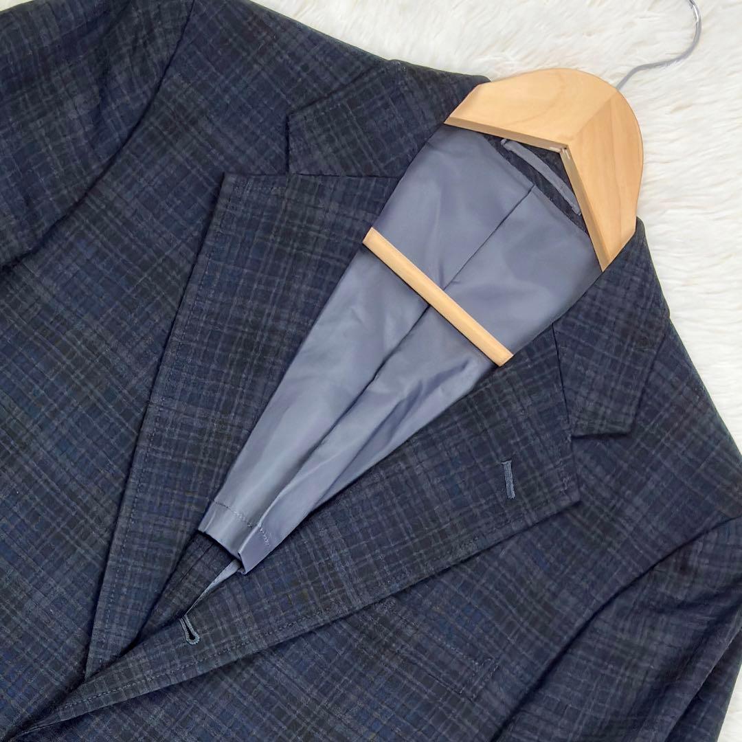 美品　ジェイプレス　タータンチェック　アンコンジャケット　L　パイピング