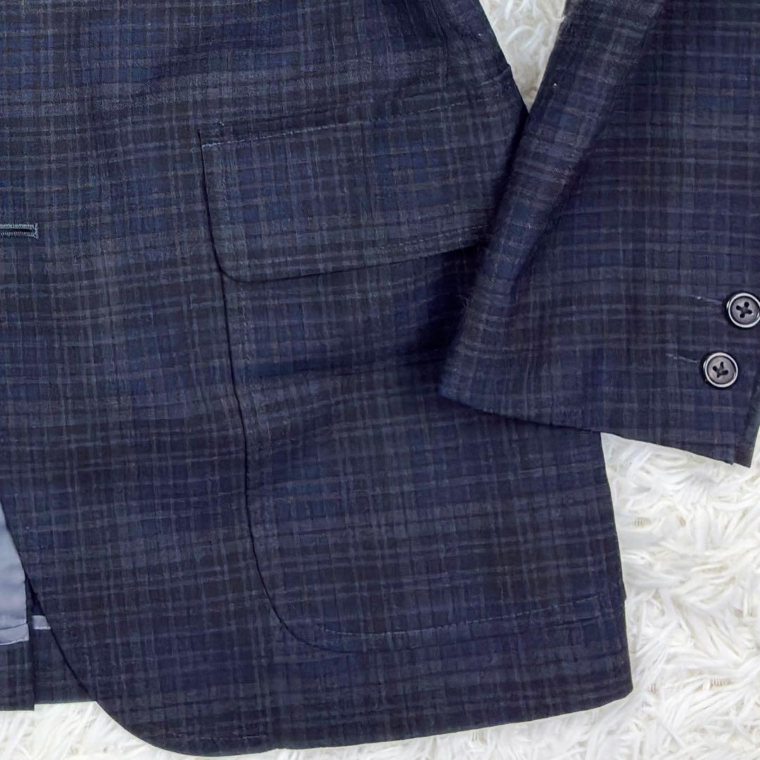 美品　ジェイプレス　タータンチェック　アンコンジャケット　L　パイピング