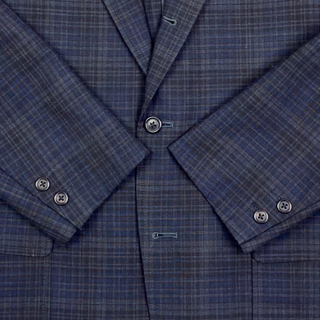 美品　ジェイプレス　タータンチェック　アンコンジャケット　L　パイピング