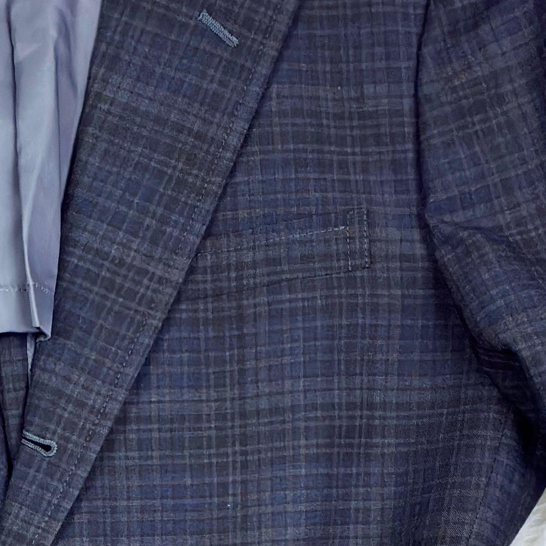 美品　ジェイプレス　タータンチェック　アンコンジャケット　L　パイピング