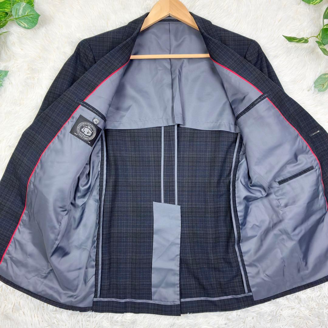 美品　ジェイプレス　タータンチェック　アンコンジャケット　L　パイピング
