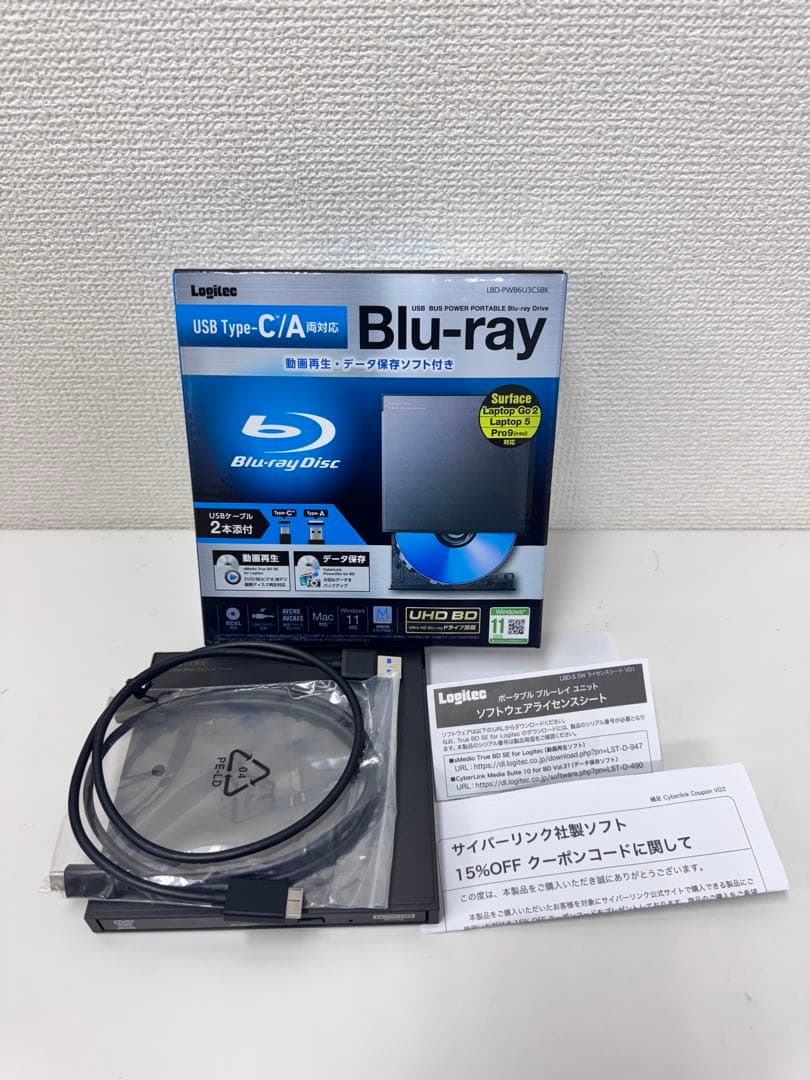 12P1#59Logitec Blu-rayドライブLBD-PWB6U3CSBK