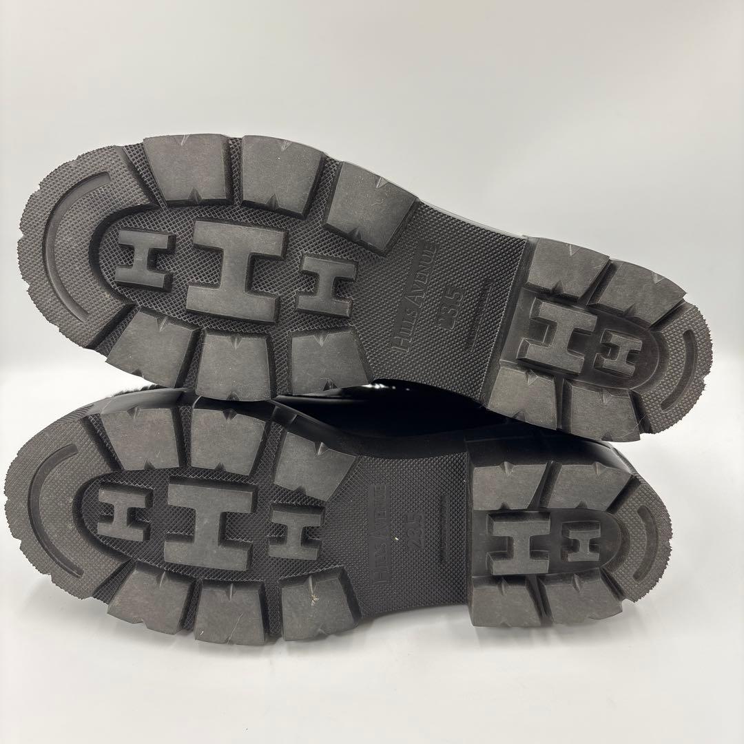 【未使用級】ヒルズアベニュー 厚底ローファー ムートン ボア チェーン 23.5