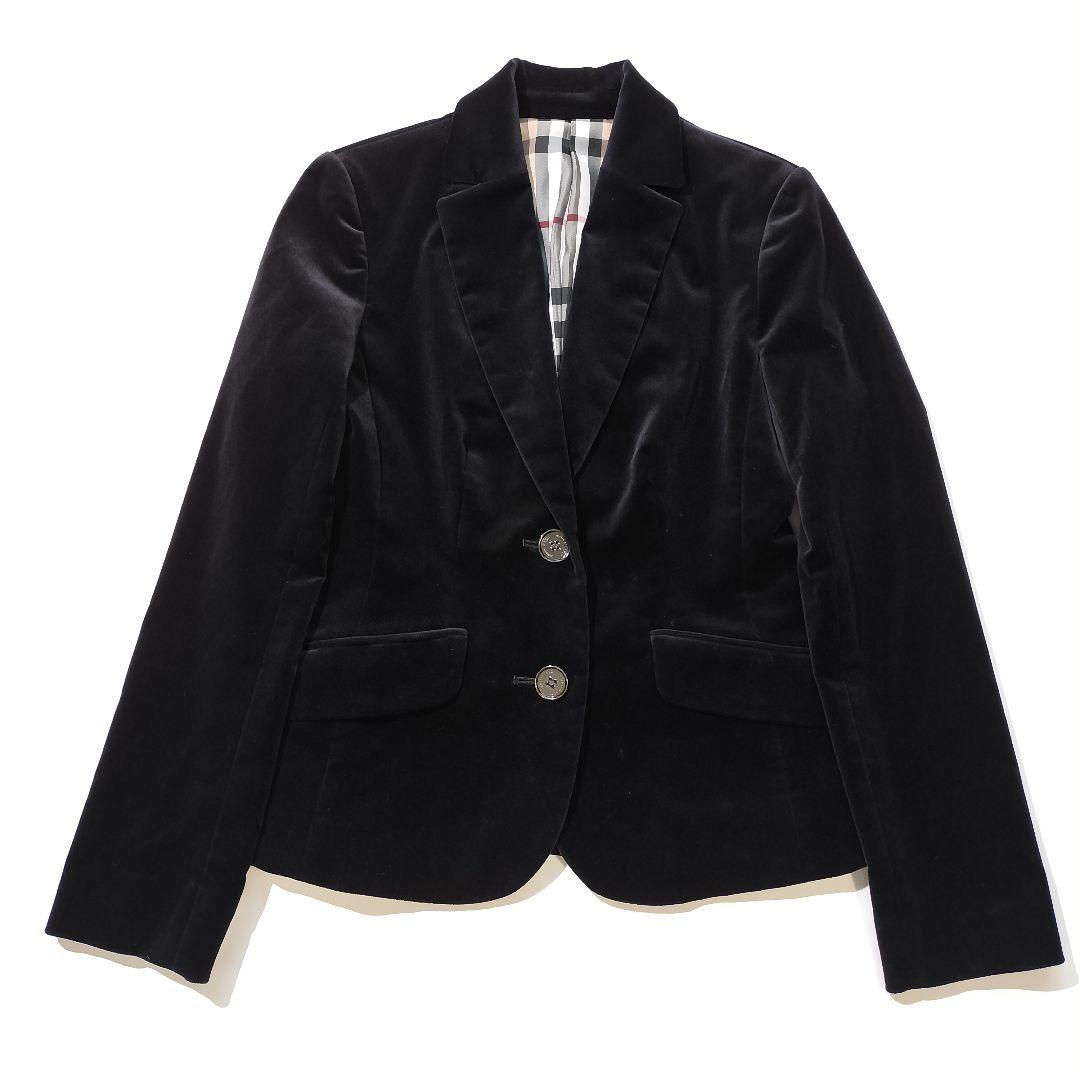 バーバリー テーラードジャケット　ベロア　38 ブラック　ノバチェック