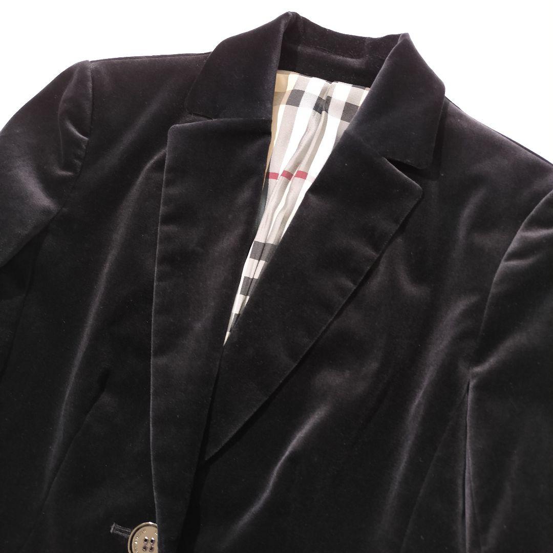 バーバリー テーラードジャケット　ベロア　38 ブラック　ノバチェック
