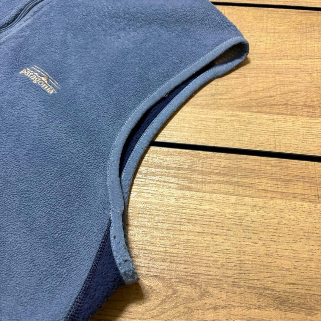 パタゴニア 00年 usa製 フライヤーフリースベスト 刺繍ロゴ 水色 M 希少