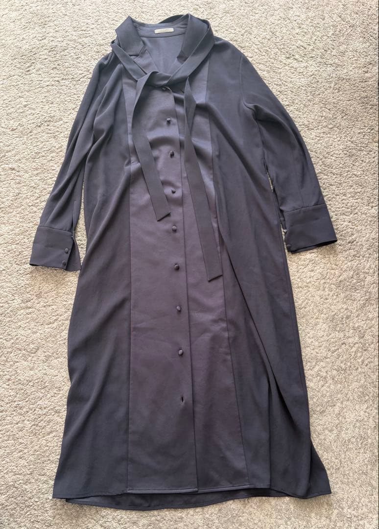 theory luxeシャツロングワンピース38セオリーウォッシャブルネイビー