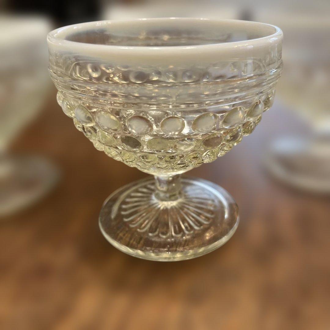 フェントン　ホブネイルオパールセント　シュガー&クリーマーとデザートグラス