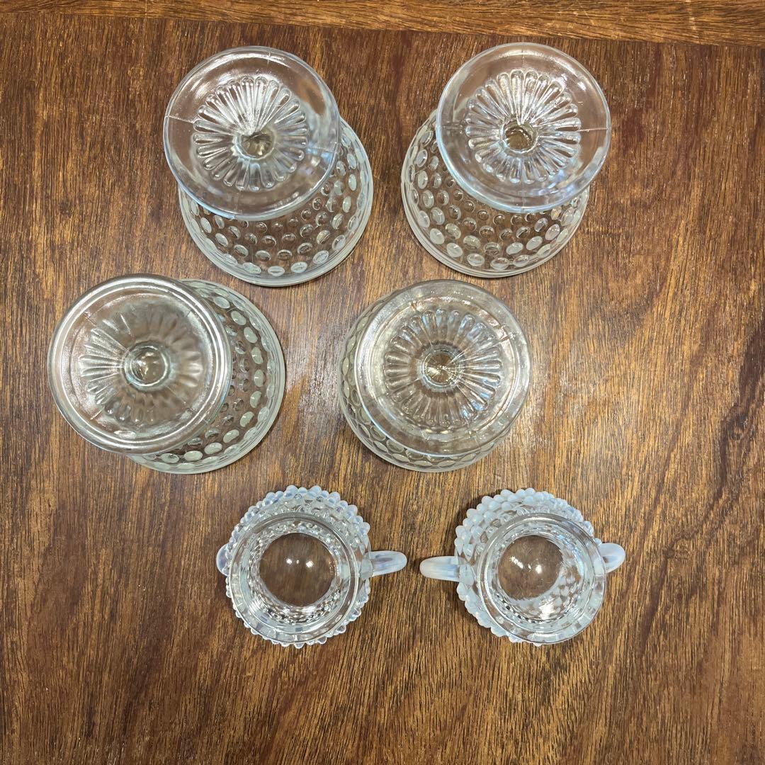 フェントン　ホブネイルオパールセント　シュガー&クリーマーとデザートグラス